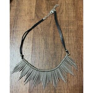 Unique Metal Silver Tone Starburst Spike Necklace Choker